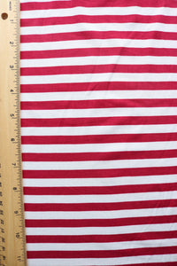 Raspberry & Ivory Stripe Double Brushed Poly