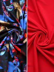 Load image into Gallery viewer, Floral Transformation & Red Ribbed Swim Bundle | 1/2YD Each