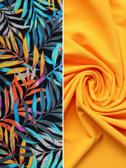 Load image into Gallery viewer, Vivid Tropics & Halei Yellow Ribbed Swim Bundle | 1/2YD Each