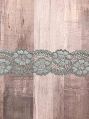 Load image into Gallery viewer, Gray 2.25" Wide Stretch Lace
