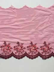 Load image into Gallery viewer, Pink & Burgundy 8" Wide Embroidered Lace Trim