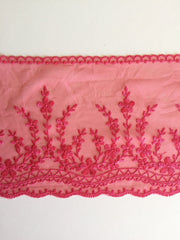 Load image into Gallery viewer, Rose Red 5.25" Wide Embroidered Lace Trim