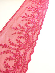 Load image into Gallery viewer, Rose Red 5.25" Wide Embroidered Lace Trim