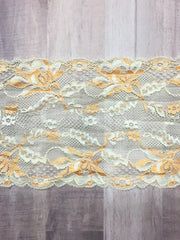 Load image into Gallery viewer, Orange & Cream 6" Wide Stretch Lace