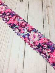 Load image into Gallery viewer, Pink & Purple Floral Explosion 2.5" Wide Stretch Lace