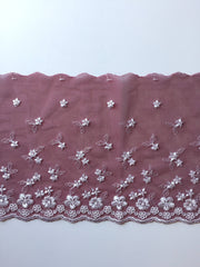 Load image into Gallery viewer, Maroon & White 7" Wide Embroidered Lace Trim
