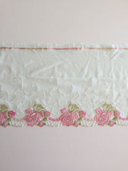 Load image into Gallery viewer, Pink/Mint Green 7.25" Wide Embroidered Lace Trim