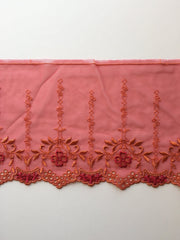 Load image into Gallery viewer, Red & Orange 6.25" Wide Embroidered Lace Trim