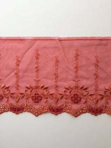Red & Orange 6.25" Wide Embroidered Lace Trim