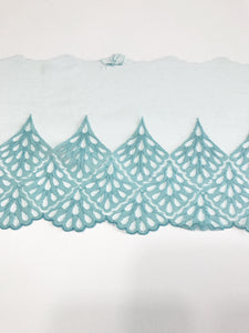 Blue 7" Wide Embroidered Lace Trim