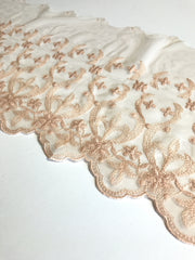Load image into Gallery viewer, Light Peach 7.5" Wide Embroidered Lace Trim