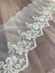 Load image into Gallery viewer, Off White 6" Wide Embroidered Lace Trim