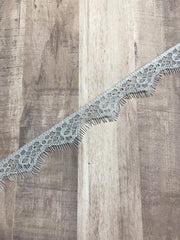 Load image into Gallery viewer, 3Yds Silver 1" Wide Eyelash Lace Trim