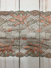 Load image into Gallery viewer, Mocha & Orange 6" Wide Stretch Lace