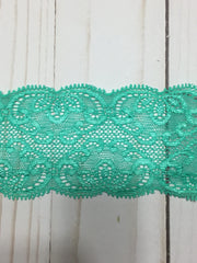 Load image into Gallery viewer, Dark Mint 2.25" Wide Heart Stretch Lace