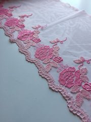 Load image into Gallery viewer, Pink 10" Wide Embroidered Lace Trim