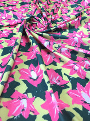 Load image into Gallery viewer, Pink & Green Floral Nylon Spandex