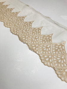 Beige 7" Wide Embroidered Lace Trim