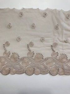 Light Mocha 8" Wide Embroidered Lace Trim