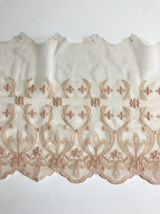 Light Peach 7.5" Wide Embroidered Lace Trim