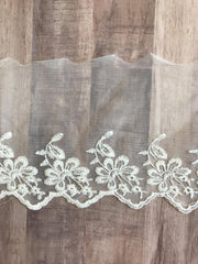 Load image into Gallery viewer, Off White 6" Wide Embroidered Lace Trim