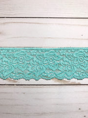 Load image into Gallery viewer, Aqua 2.25" Wide Stretch Lace