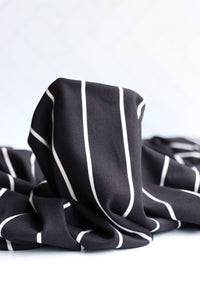 Black & Ivory Vertical Stripe Double Brushed Poly