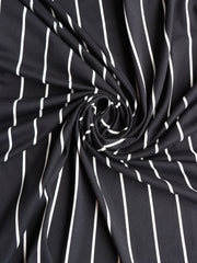 Load image into Gallery viewer, Black & Ivory Vertical Stripe Double Brushed Poly
