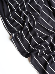Load image into Gallery viewer, Black & Ivory Vertical Stripe Double Brushed Poly