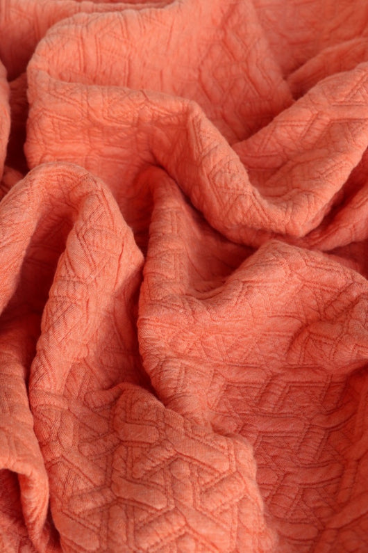 Tangerine Interwoven Squares Quilted Knit | By The Half Yard