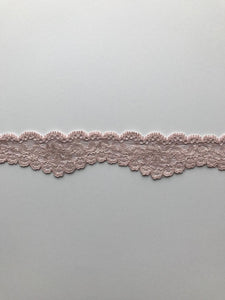 Dusty Pink 1.25" Wide Stretch Lace