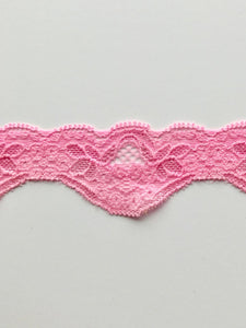 Pink 1.25" Wide Stretch Lace