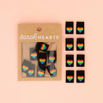 Load image into Gallery viewer, Pride Rainbow Heart Woven Labels | Pack of 8 | Sarah Hearts
