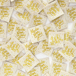 Load image into Gallery viewer, Gold "Made For You" Woven Labels | Pack of 8 | Sarah Hearts
