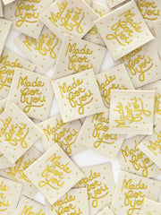 Load image into Gallery viewer, Gold &quot;Made For You&quot; Woven Labels | Pack of 8 | Sarah Hearts

