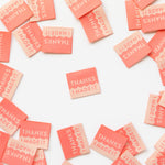 Load image into Gallery viewer, Coral "Thanks I Made It" Woven Labels | Pack of 8 | Sarah Hearts
