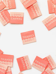 Load image into Gallery viewer, Coral "Thanks I Made It" Woven Labels | Pack of 8 | Sarah Hearts