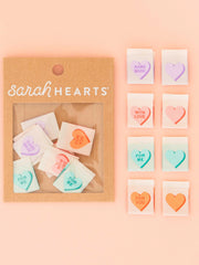 Load image into Gallery viewer, Valentine's Day Candy Hearts Woven Labels | Pack of 8 | Sarah Hearts