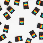 Load image into Gallery viewer, Pride Rainbow Heart Woven Labels | Pack of 8 | Sarah Hearts
