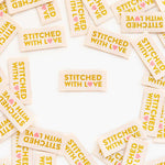 Load image into Gallery viewer, Gold "Stitched With Love" Woven Labels | Pack of 8 | Sarah Hearts
