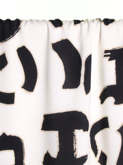 Load image into Gallery viewer, Black Geometric Blocks on Ivory Rayon Viscose | Atelier Jupe | By The Half Yard
