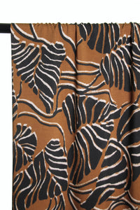 Black Leaves on Pecan Rayon Viscose | Atelier Jupe | By The Half Yard
