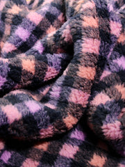 Load image into Gallery viewer, Purple/Navy 3/4&quot; Check Cozy Thick Teddy Fleece | Atelier Jupe | By The Half Yard
