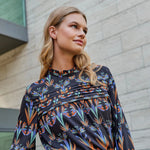 Load image into Gallery viewer, Art Deco on Navy Rayon Viscose | Atelier Jupe | By The Half Yard
