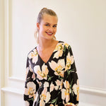 Load image into Gallery viewer, Blush &amp; Ivory on Black Rayon Viscose | Atelier Jupe | By The Half Yard
