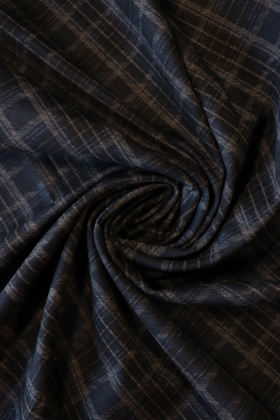 Navy Bias Madras Plaid Premium Ponte Print - Main Image