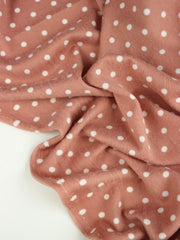 Load image into Gallery viewer, Polka Dots on Mauve  Brushed Hacci Sweater Knit
