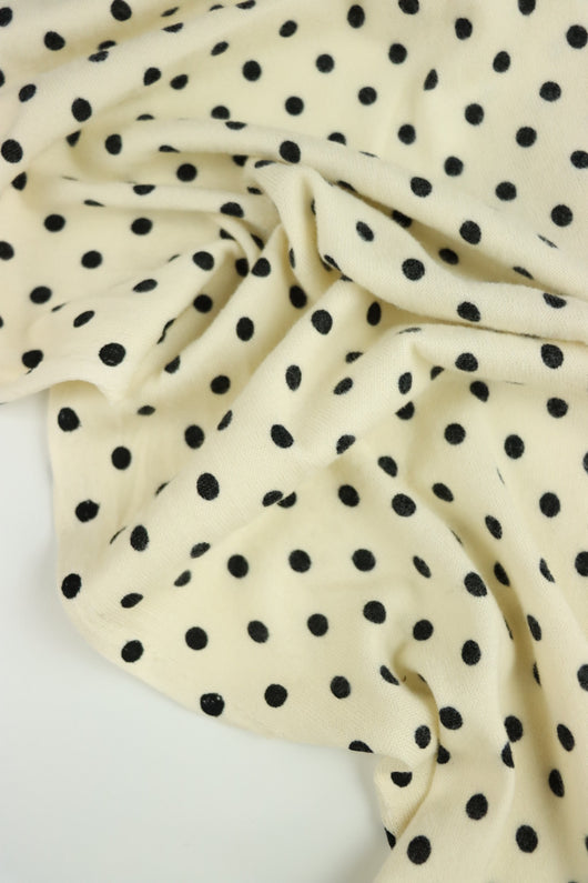 Polka Dots on Ivory Brushed Hacci Sweater Knit