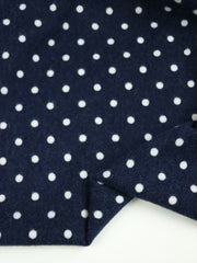 Load image into Gallery viewer, Polka Dots on Navy  Brushed Hacci Sweater Knit