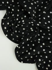 Load image into Gallery viewer, Polka Dots on Black  Brushed Hacci Sweater Knit
